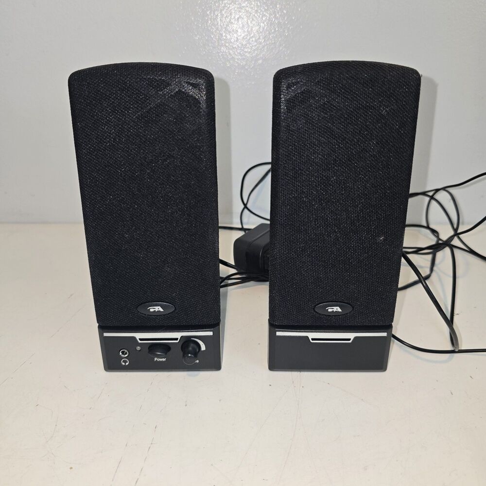 Cyber Acoustics Computer Speakers with Power Adapter Model AC-3B Tested Works